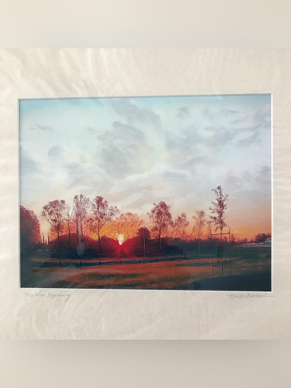 NWT Sunrise Original Photo Dawn Landscape Orange & Blue Signed Marbo Barnard